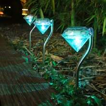 4 piezas Luz solar LED de cristal en forma de arco para jardín, adecuada para hermosos caminos y céspedes al aire libre
