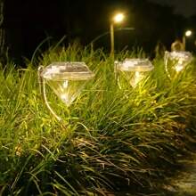 4 piezas Luz solar LED de cristal en forma de arco para jardín, adecuada para hermosos caminos y céspedes al aire libre