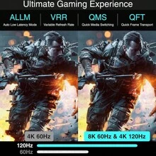 8K Ultra HD TV Cable, 8K High Speed 2.1 Cable, 8K@60Hz, 4K@120Hz, 2K@144Hz, Dynamic HDR, EARC, Dolby Atmos, Compatible With Monitors, Projectors, TV Boxes, 8K High Definition Cable - Grey - View 3