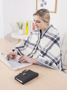 Manta poncho portátil de franela, suelta y cómoda, para abrigarse en la oficina o en casa - Multicolor - Ver 10