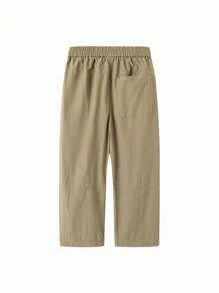 Balabala Calças retas para meninos, calças infantis, verão, menino pré-adolescente, ajuste solto casual, cor sólida, estilo simples