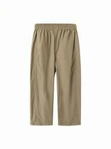 Balabala Calças retas para meninos, calças infantis, verão, menino pré-adolescente, ajuste solto casual, cor sólida, estilo simples