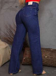 Women Jeans - 深色水洗藍 - 查看 2