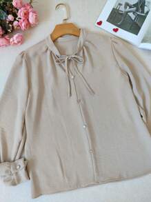 Women Blouses - 米色 - 查看 3