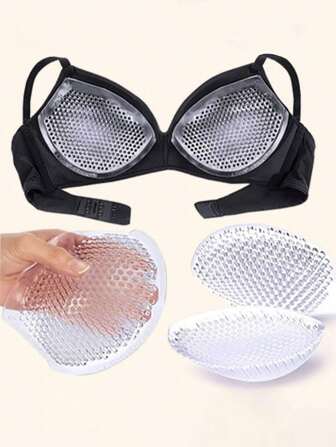 2pcs Honeycomb Silicone Bra Inserts Pads Breathable Thickened Push Up For Sports Yoga Wear Invisible Transparent Swimsuit Bra Pads