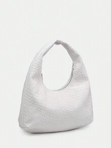 Bolsa feminina retrô minimalista de crochê imitação de concha de couro sintético angorá vermelho estampa de leopardo bolsa de ombro/axila, adequada para passeios, encontros, deslocamentos