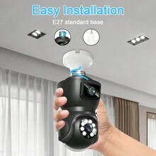 Camera giám sát bóng đèn WiFi ống kính kép 6MP (4MP + 4MP) Chống nước đầy đủ màu sắc Tầm nhìn ban đêm Bảo mật không dây Camera PTZ E27 Đèn giao diện Camera quan sát theo dõi tự động Âm thanh hai chiều Hỗ trợ trong nhà Ghi thẻ TF V380 Chỉ hỗ trợ WiFi 2.4G - trắng - Xem 12