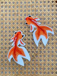 2入組金魚刺繡補丁，適用於DIY帽子、牛仔褲、衣服裝飾 - 彩色 - 查看 1