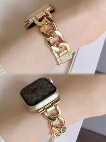 1 pièce Bracelet de montre Apple, bracelet de montre en chaîne métallique dorée rétro, modèle indispensable pour blogueuse mode, compatible avec Apple Watch Strap 40mm Ultra2 49mm 38mm 40mm 41mm 42mm 44mm 45mm, bracelet pour homme et femme, compatible avec les séries SE 9 8 7 6 5 4 3 2 1, accessoires de montre Apple cool de jeune cadre