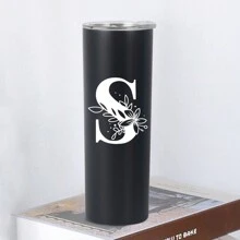 1pc, 20oz Double Wall Stainless Steel Vacuum Insulated Cup, Perfect For Home Or Office, Straight-Sided Coffee Mug, Ideal Gift For Female Friends - Black - View 23