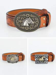 1pc Ladies Floral Embossed Casual Vintage Belt