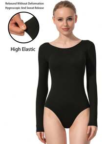 Women's Halloween Cosplay Classical Team Basic Long Sleeve Set Ballet Dance Leotard For Adult Gymnastics Dance Practice Daily Wear Cheerleading Team Train Tops With Soft Lining Ballet Bodysuits Clothes Dance Leotards