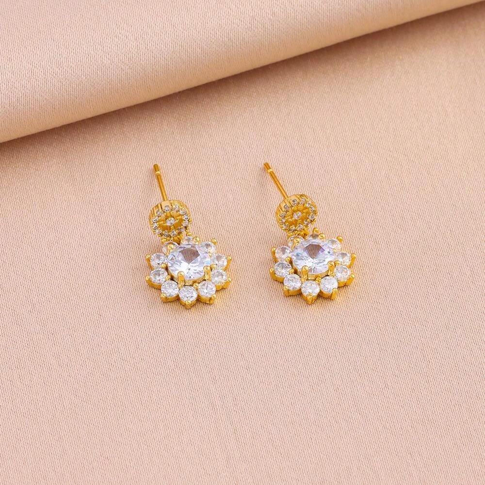 Boucles d'Oreilles traversantes pendantes en Plaqué Or 18 carats et
