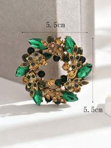 1 件歐美復古風格胸針，採用高級鑽石和花卉設計，適用於女性服飾配飾 - 墨綠色 - 查看 5