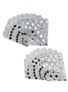 8pcs Mixed Set  Party Supplies Paper Bags With Dots, Waves, Diagonal Stripes, And Star Patterns, Great For Gift Wrapping Candy And Snacks - Multicolor - View 5