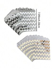 8pcs Mixed Set  Party Supplies Paper Bags With Dots, Waves, Diagonal Stripes, And Star Patterns, Great For Gift Wrapping Candy And Snacks - Multicolor - View 2