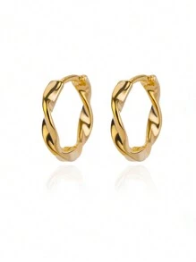 1Pair U-Shaped Square Hoop Earrings For Women Luxury Stainless Steel Circle Earring 2025 Fashionable New Wedding Aesthetic Jewelry - Yellow Gold - View 7