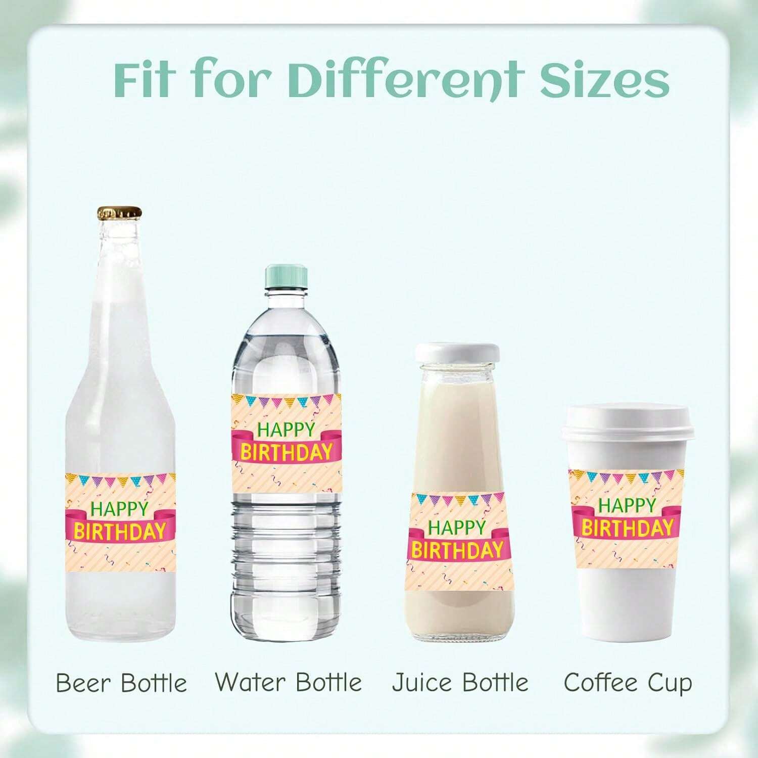 20 Pcs Happy Birthday Party Water Bottle Stickers, Party Stickers