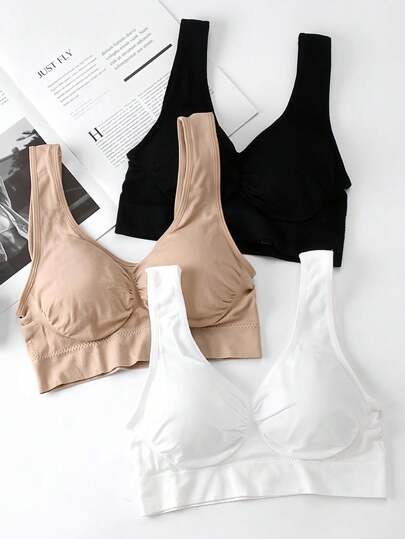 Kit Com 3  Sutiã Top Regata Com Bojo CORES E/OU ESTAMPA SORTIDAS/ALEATÓRIA