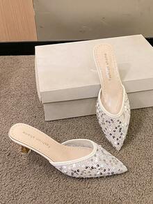 Giày Sandal Mùa Hè Cho Nữ 2024 Hàng Mới Về, Phong Cách Tiên Nữ Thường Ngày, Dép Xỏ Ngón Chất Lượng Cao, Gót Trung Bình, Gót Chunky, Mũi Giày Kín, Giày Đa Năng - Màu be - Xem 2