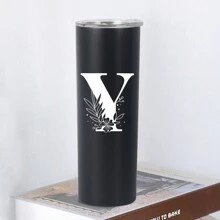 1pc, 20oz Double Wall Stainless Steel Vacuum Insulated Cup, Perfect For Home Or Office, Straight-Sided Coffee Mug, Ideal Gift For Female Friends - Black - View 30