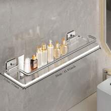 1 kệ đựng đồ dùng phòng tắm, màu vàng/bạc/trong suốt bằng acrylic, hộp đựng mỹ phẩm, khay trang điểm cho bàn trang điểm, phụ kiện phòng tắm, dụng cụ phòng tắm. - Bạc - Xem 12