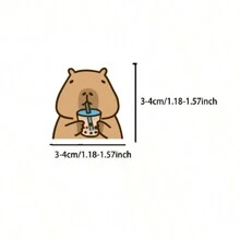 Pegatinas de caras de capibara lindas de dibujos animados, paquete de expresiones de capibara de Ins, adhesivo impermeable simple - Pegatina Conejillo de indias - Ver 6