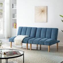 Modern Convertible Sofa Bed Folding Futon Sofa Bed With Sturdy Metal Legs,Corduroy Fabric  Sofa Bed With Adjustable Backrest For Compact Living Room Bedroom Apartment Easy Assembly - 藍色 - 查看 2