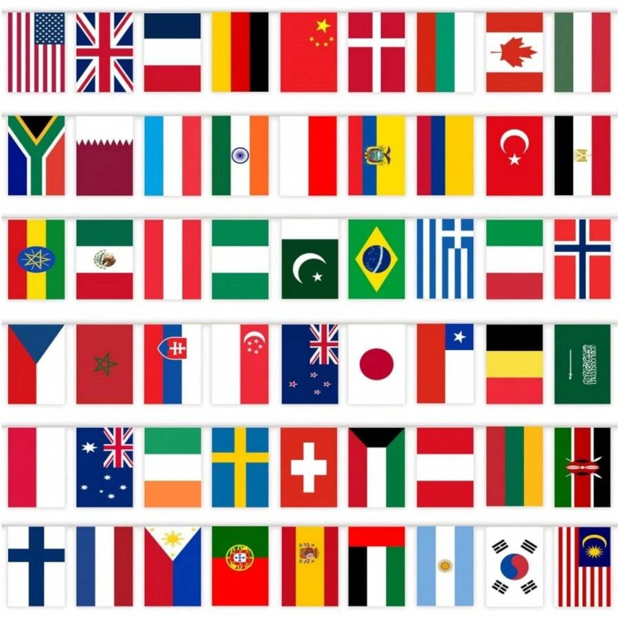 1 set 50 países Banderas de cadena, decoraciones de banderas colgantes del mundo, banderas internacionales para decoración de fiesta, banderín de banderas de la Copa Mundial para bares, clubes deportivos, inauguración - Multicolor - Ver 1