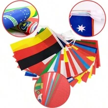 1 set 50 países Banderas de cadena, decoraciones de banderas colgantes del mundo, banderas internacionales para decoración de fiesta, banderín de banderas de la Copa Mundial para bares, clubes deportivos, inauguración - Multicolor - Ver 2