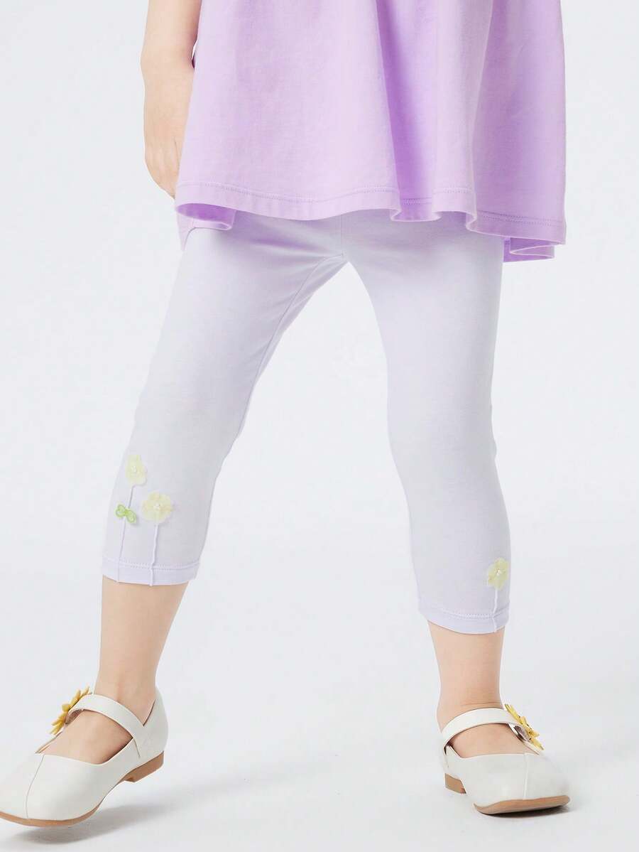 Balabala Children's Base Pants, Girls' Shorts, Summer Toddler's Baby's Seven-Point Pants - Purple - View 1