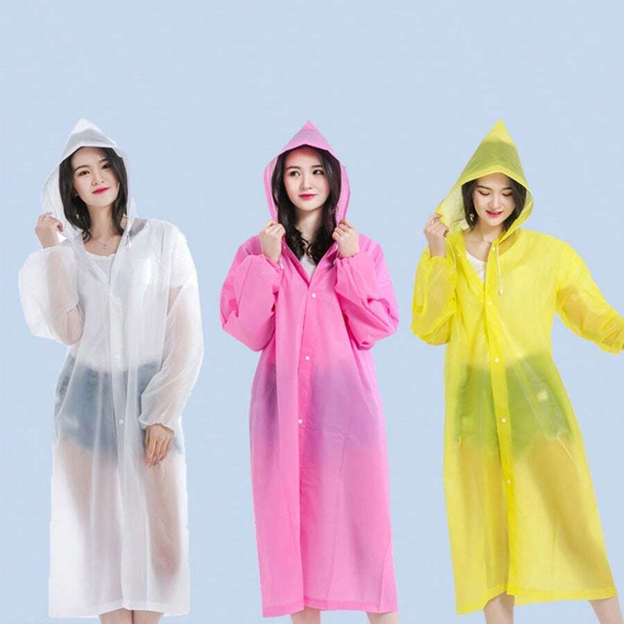 1 pieza Traje impermeable con capucha tipo poncho con mochila para viajes, senderismo y ciclismo, Equipo para lluvia reutilizable, grueso y resistente al agua - Multicolor - Ver 1