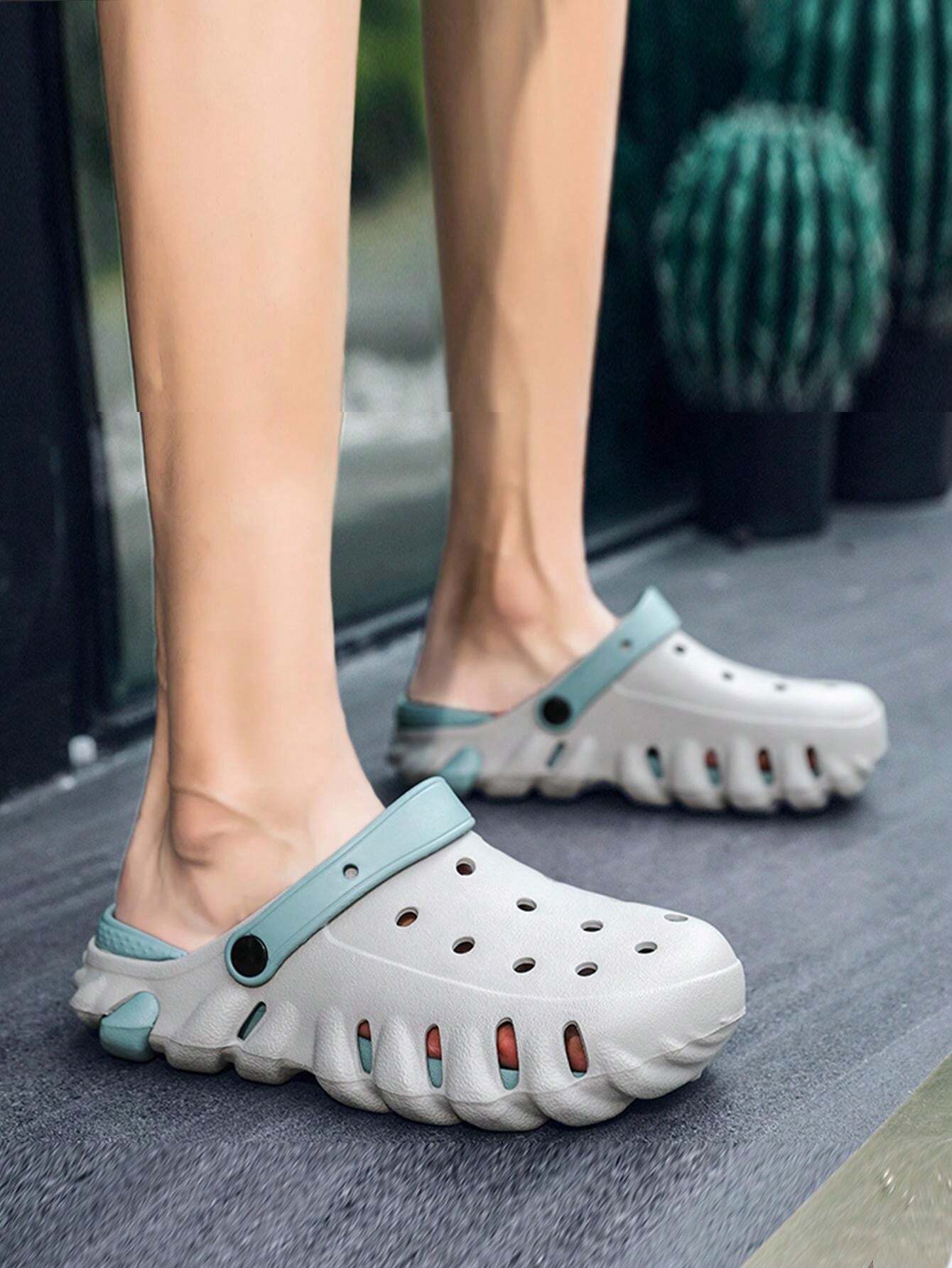 Men Lightweight TwoTone Breathable Garden Shoes,Fashionable Beach Water Shoes With Holes for