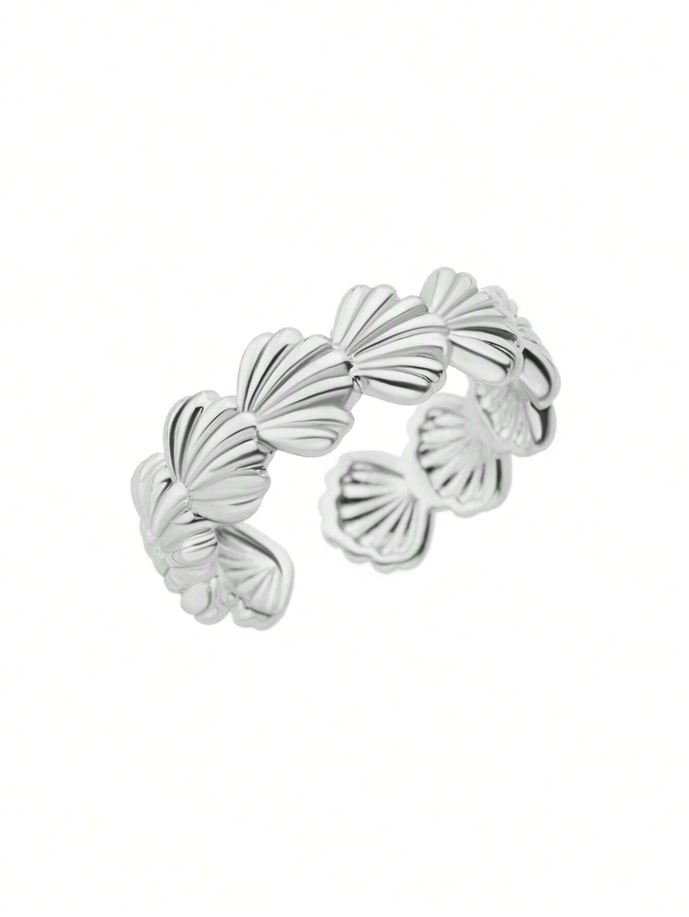 1PC Shell Rings For Women Stainless Steel Geometric Opening Rings