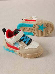 兒童時尚舒適低頂休閒運動鞋,鮮豔色彩和魔鬼氈閉合設計,易穿易脫,非常適合休閒和體育活動 - 卡其色 - 查看 4