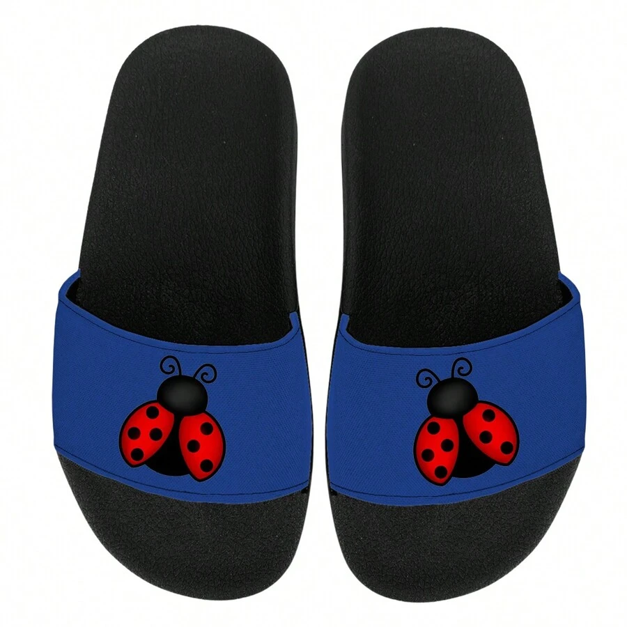 Chinelo Slide Leve Confortável Masculino e Feminino Estampa Joaninha - Azul - Visão 1