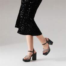 Women Heeled Sandals - Black - View 5