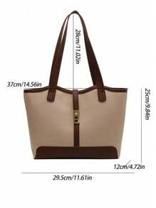 女士休闲帆布拼接拉链单肩包，大容量，适合日常使用手提包书包，返校背包，大容量，轻便，便携，适合少女女大学生，非常适合返校、大学、初中、高中、工作、商务、通勤、时尚工作包女士，适合日常优雅和特殊场合