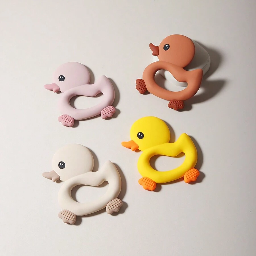 Baby Lovely Duck Silicone Teether Infant Teething Toy Soother During Teething Period - Yellow - View 1