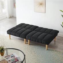 Modern Convertible Sofa Bed Folding Futon Sofa Bed With Sturdy Metal Legs,Corduroy Fabric  Sofa Bed With Adjustable Backrest For Compact Living Room Bedroom Apartment Easy Assembly - 黑色 - 查看 3