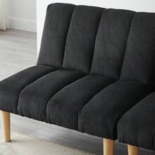 Modern Convertible Sofa Bed Folding Futon Sofa Bed With Sturdy Metal Legs,Corduroy Fabric  Sofa Bed With Adjustable Backrest For Compact Living Room Bedroom Apartment Easy Assembly - 黑色 - 查看 8