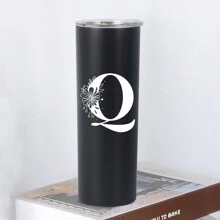 1pc, 20oz Double Wall Stainless Steel Vacuum Insulated Cup, Perfect For Home Or Office, Straight-Sided Coffee Mug, Ideal Gift For Female Friends - Black - View 6