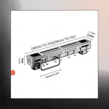 Perforation-Free Tool Holder Multi-Functional Storage Rack Wall-Mounted Kitchen Thickened Hanger Knife Kitchenware Storage Rack - Black - View 2