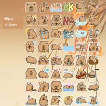 Pegatinas de caras de capibara lindas de dibujos animados, paquete de expresiones de capibara de Ins, adhesivo impermeable simple - Pegatina Conejillo de indias - Ver 5