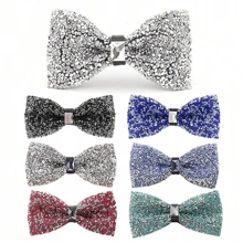 1pc Rhinestone Bow Ties For Men - Pre Tied Sequin Bowties Men With Adjustable Length, Jewel Bow Tie Casual Christmas - Multicolor - View 4