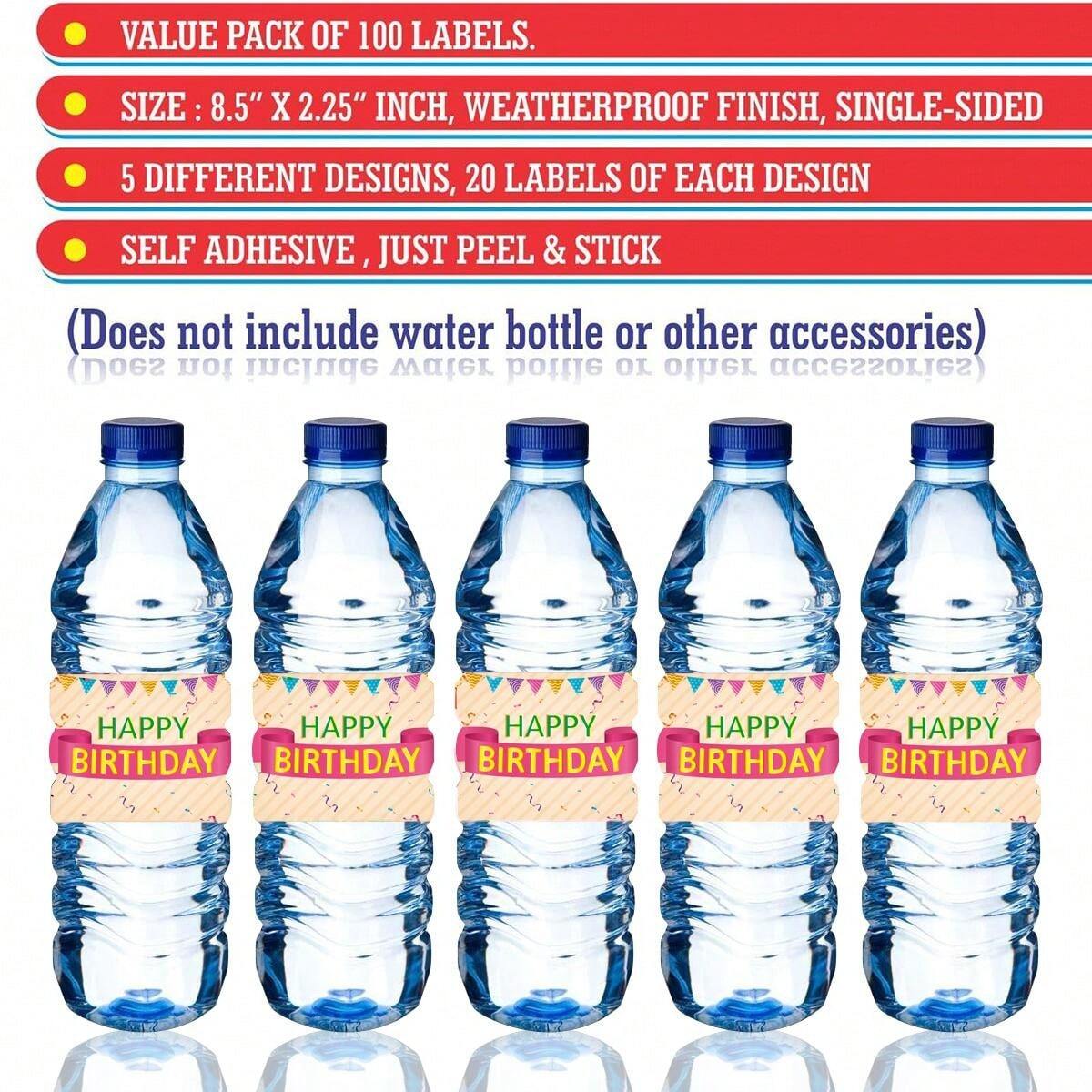 20 Pcs Happy Birthday Party Water Bottle Stickers, Party Stickers