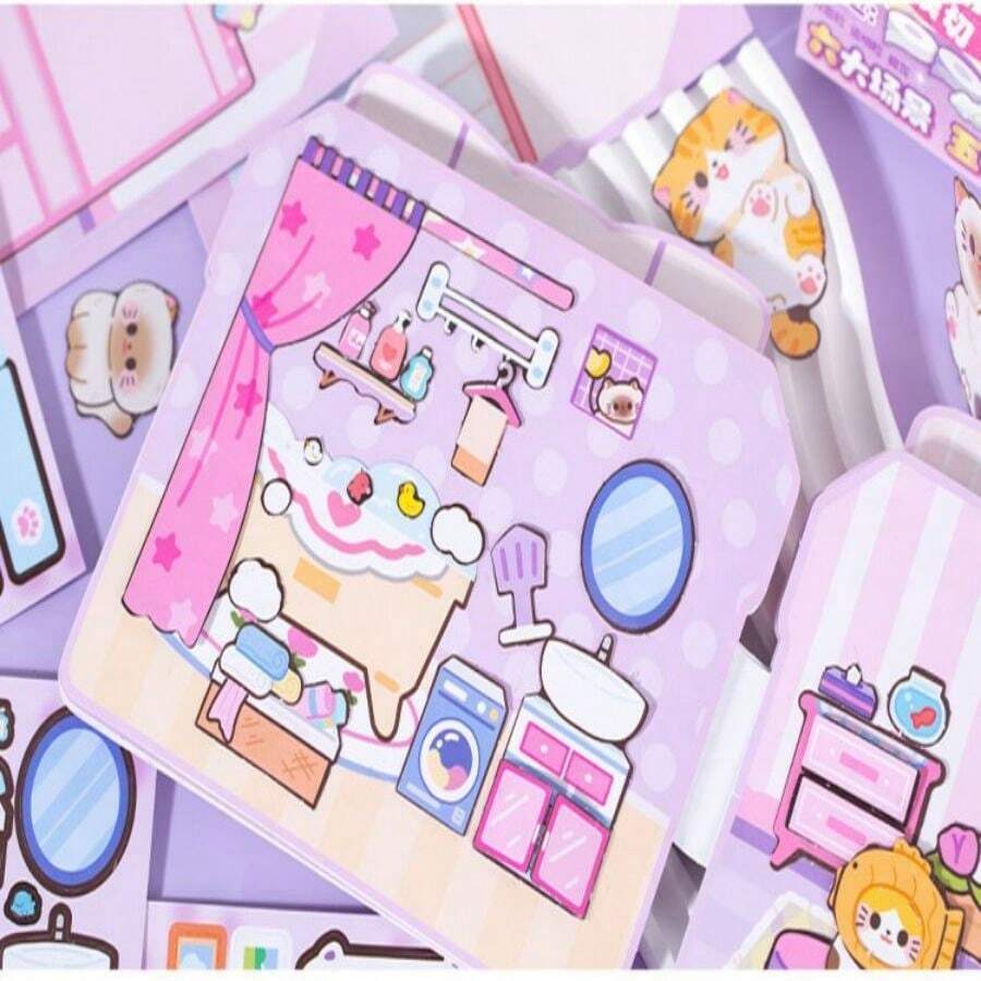 Yuxian Rice Ball Cat DIY Quiet Book Gift Box, Cute Style Soft And Adorable Free Combination Scene Children Toy Handmade Book - Multicolor - View 1