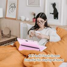 Tablet 2 In 1 Tablets 10 Inch Android 15 Tablet Set With Keyboard Case Mouse Stylus Film, 8GB+32GB Tablets 10.1" Tab 1280*800 HD Touch Screen, 8MP Dual Camera Games Wi-Fi Bluetooth Tableta PC - Hồng - Xem 2