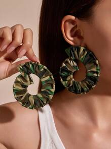 1 Pair Fashionable Camouflage Multi-Layer Flower Drop Earrings, Suitable For Outfit Matching - MC-b - View 13