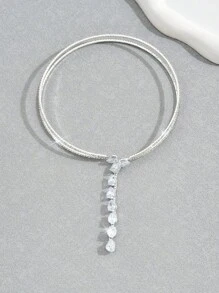 1 pièce Élégant Collier Ras-de-Cou Ouvert Étincelant en Zirconium, Convient pour la Fête, le Bal, la Tenue de Mariage
